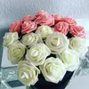 Flores decorativas 25pcs 8cm Buquês de espuma artificial de peam rosa para festa de casamento Decoração de mesa de flor falsa DIY