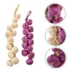 Decorative Flowers 2 Pcs Simulated Garlic Skewers Hanging Farmhouse Decorations Pography Props Model (white Purple) 2pcs/pack Home Foam