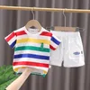 Summer Cartunone Dinosaur Fashion Children Oneck Tshirtshortsbag Baby Boys Girls Girls Set Set Kids Suitsuits 240511