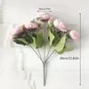 Fiori decorativi 30 cm Rosa rosa seta peonia bouquet artificiale 5 grande testa e 4 boccioli falsi per decorazione per matrimoni domestici interni