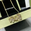 Colar de designer de alta qualidade Vancefe for Women High Board v Gold Clover três folhas colar de diamante completo fêmea de ouro rosa de ouro grossa colarinho de ouro