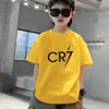 T-shirts Fashion Football Star Imprimé Childrens Vêtements Kids Summer Summer à manches à manches courtes filles Black Cotton T-shirt Sportswear Tops Tee T240509