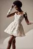 Een lijn korte mini -afstudeerjurken lieverd backless Italiaanse riem thuiskomst jurk strand romantische bruids feestjurk zonder handschoenen