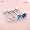 StarBeauty 1PC 16x16mm HARCHEL 7 mm Top Round Tongue Piercing Langue Zircon incrusté Anneaux en acier inoxydable Bijoux de corps 240429