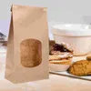 Storage Bottles 50 Pcs Bread Bags Window Baking Toast Biscuit Wrapping Clear Kraft Paper Holders Bakery Supply Household