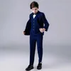 Anzüge Flower Boy Hochzeitsanzug Kids Jacke+Weste+Hose+Bowtie 4pcs Smoking Kleidung Set Gentleman Kinder Abschlussfeier Kostüm