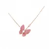 Designer Jewelry Luxury Vanca Accessories Butterfly Full Diamond Necklace for Women 18K Rose Gold met Diamond Collar Chain Pendant Live