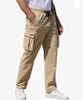 Cargo Pants Mens Loose Straight Oversize Clothing Solid Grey Versatile Work Wear Black Joggers Cotton Casual Male Trousers 240513