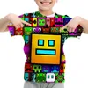 Gra Angry Geometry Dash Tshirt Boy Girlon Cartoon 3D Print Kids Tshirts Summer krótkie rękaw