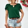 T-shirts de femmes occasionnels à la mode sexy confortable et cool couleur solide cou rond cou rassemblé élégant top woman vêtements jeunesse