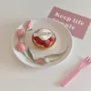 Dekorativa figurer 8 '' Korea Tulip Plate Ceramic Cake Dish Snack Tray Jewelry Bowl Trays Nordic Shop rätter