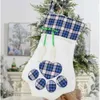 Monogram Bag Paw Cat Dog Animal Candy Gift Socks Tree Ornament New Year Christmas Home Decoration