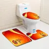 Mattes de bain Noël dans la salle de bain 3D ensemble imprimé 3pcs couvercle de siège de toilette lavable Décorations de Noël antislip 2024 accessoires