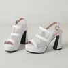 Sandales Summer Creuaded-Out Women's High Heels Fashion Mesh Tissu Plate-forme de doigt nu travail Red Black