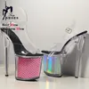 Sandalen sexy 20 cm/8inches exotische stripper hoge hak transparant platform glitter stiletto hakken paaldansende schoenen vrouwen