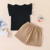 Ensembles de vêtements Ensemble de vêtements pour Kid Girl 2-7 ans Tshirt à manches papillon et pantalon court de 2 à 7 ans pour bébé girll2405