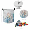Tvättpåsar Summer Marine Coral Gradient Blue Foldbar Dirty Basket Kid's Toy Organizer Waterproof Storage Caskets