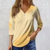 T-shirts pour femmes 3/4 Sleeve pour femmes mignons tops graphiques thes blouses décontractée plus taille de base de vêtements de base de base 2024