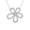 Designer Necklace Vanca Luxury Gold Chain Four Leaf Grass Sunflower Necklace 925 Silver 18k White Gold Full Diamond Large Flower High