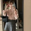 Blouses des femmes Kimotimo Sweet 3D Rose Fleur d'épissage chemise de bord Femme Français Elegant V cou de conception à manches longues