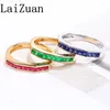 Cluster anneaux Laizuan Solid 18k Jaune Gold Ring Véritable Ruby / Sapphire / Emerald Ladies Gemstone Jewelry Party Party Empilable