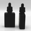 30 ml Black Grosted Glass Liquid Reacent Pipette Pipette Propuls Prise en compte Square à huile essentielle Conteneur de parfum Spruu Ngqdj