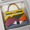 12A 1: 1 Toppkvalitetsdesigner Tygväskor Artistic Multi-Color Match Color Panda och Landscape Tour Niche Design Chinese Style Women's Luxury Handbags med Original Box.