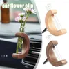 Vases Car Flower Vase Clip Glass Tube Wooden Base Auto Air Vent Holder For Fresh Plants Interior Accessories Ornament