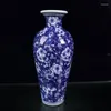 Estatuetas decorativas antigas antigas velhas azuis e brancos de prunus mume vaso de estudo chinês de porcelana decoração artesanato em cerâmica