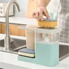 Distribuidor de sabão líquido 3 em 1 Kitchen Sponge Suport Toot Toalha Hand Press