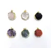 Anhänger Halsketten Rohkristall Gold oder versilberte handhämmerte runde Edelstein-Charms Quarz Boho Schmuck Rote Achat Amethyst Obsidian