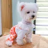 Hundkläder söta orange husdjurskläder kläder pläd fyra ben jumpsuit kattunge märkesdesigner ihålig krage valp sommar totalt sett