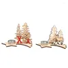 キャンドルホルダークリスマスツリーキャンドラブロスの装飾diy木製の手描きのデスクトップ飾りホームデコレーションエルクアートギフト