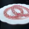 Figurines décoratives 8,7 mm à 8,9 mm bonne vente naturelle fraise rouge quartz cristal de guérison Bracelet spécial bijoux spécial pour cadeau