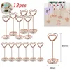 Party Favor 12 PCS COLET SHAPE Numéro Nom Nom Carte Holder Memo Po Stand Clip pour les favoris de mariage Rose Gold