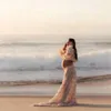 Гемесенные платья богемы для беременных для фотосессии с плиссированным шифоновым платьем для тюля сексуально с плеча и юбки беременность фотосессия T240509