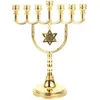 Candles Seven Headed Candlestick Menorah Stand Desktop Holders for Table Centerpiece Je Menorahs Chanukah Shopping 240429