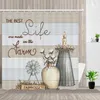 Shower Curtains Farmhouse Curtain The Life Windmill And Cotton Flower Pot Candlestick Fabric
