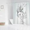 Duschgardiner 2024 Abstrakt konstmönster gardin badrum dekorativ vattentät uppsättning badkar skärmpartition med krokar