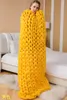 毛布の編み投げるカーペット糸ニットカーペット手編みの温かい分厚いニットソフト厚いベッドルームブランケット