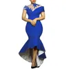 Elegant Royal Blue Mermaid Prom Dresses High Low Fit Special Occasion Dress Cap Hyls High Neck Evening Gowns Short Front 2022 Robe D 288X