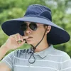 Geniş Memlu Şapkalar Yaz 15cm Büyük Güneş Şapkası Erkek Kadın Nefes Alabilir Balıkçılık Kapakları UV Koruma Kafesi Balıkçı Yürüyüş Açık Plaj Kapağı