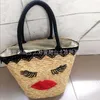 10a Fashion Beach Lip Bags Designer Bags Leisure Bohemian Straw Woven Bag Square Shoulder Holiday Red Lovely Woven One Bag Women's FSST