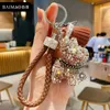 Keychains Lanyards Rhinestone Bulldog Bear Keychain Punk Franse hondenauto hanger Key Chain Ringhouder Bag Llaveros Mujer Sieraden Accessoires Gift T240509