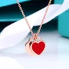 S925 Silver TiffanyJewelry Heart Pendants Email Love Double Collier Femelle CNC Steel Se joint Sceau 18K Real Gol
