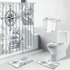 Rideaux de douche Lighthouse Sheat Shell Shelt européen Curtain Set Navigation Sea Navigation de la mer Tapis de toilette de salle de bain de salle de bain