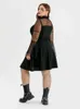 Plus -Size -Kleider plus Größe Kleidung Floune Slve Mesh Kleid für Frauen Cosplay Comes Hallown Kleid Frauen Hexenkleider Y240510