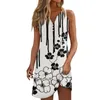 Casual Dresses Women's Dress Button Print V Neck Active Fashion Outdoor Street Sleeveless Loose Fit Summer Fashionable Simple