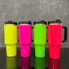 H2.0 30oz 40 Unzen Quencher Tumbler Vakuum Isoliert Doppelmauerte Neon Farbe große Kapazität Kaffeetassen mit Griff und Stroh für Sublimation 20pcs/Gehäuse