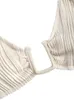 Costumi da bagno femminile zaful costume da bagno a colore solido per donna a scollo testurite retro spalla regolabile tracolla bilini sfacciato set due pezzi